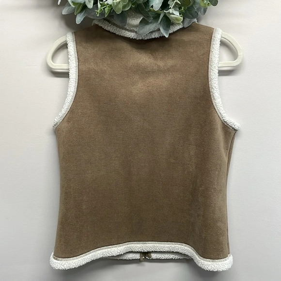 Ann Taylor Loft Faux Suede Sherpa Collared Vest M - Picture 3 of 13